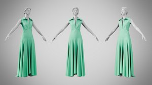 Dress 55 Medium Aquamarine 3D model