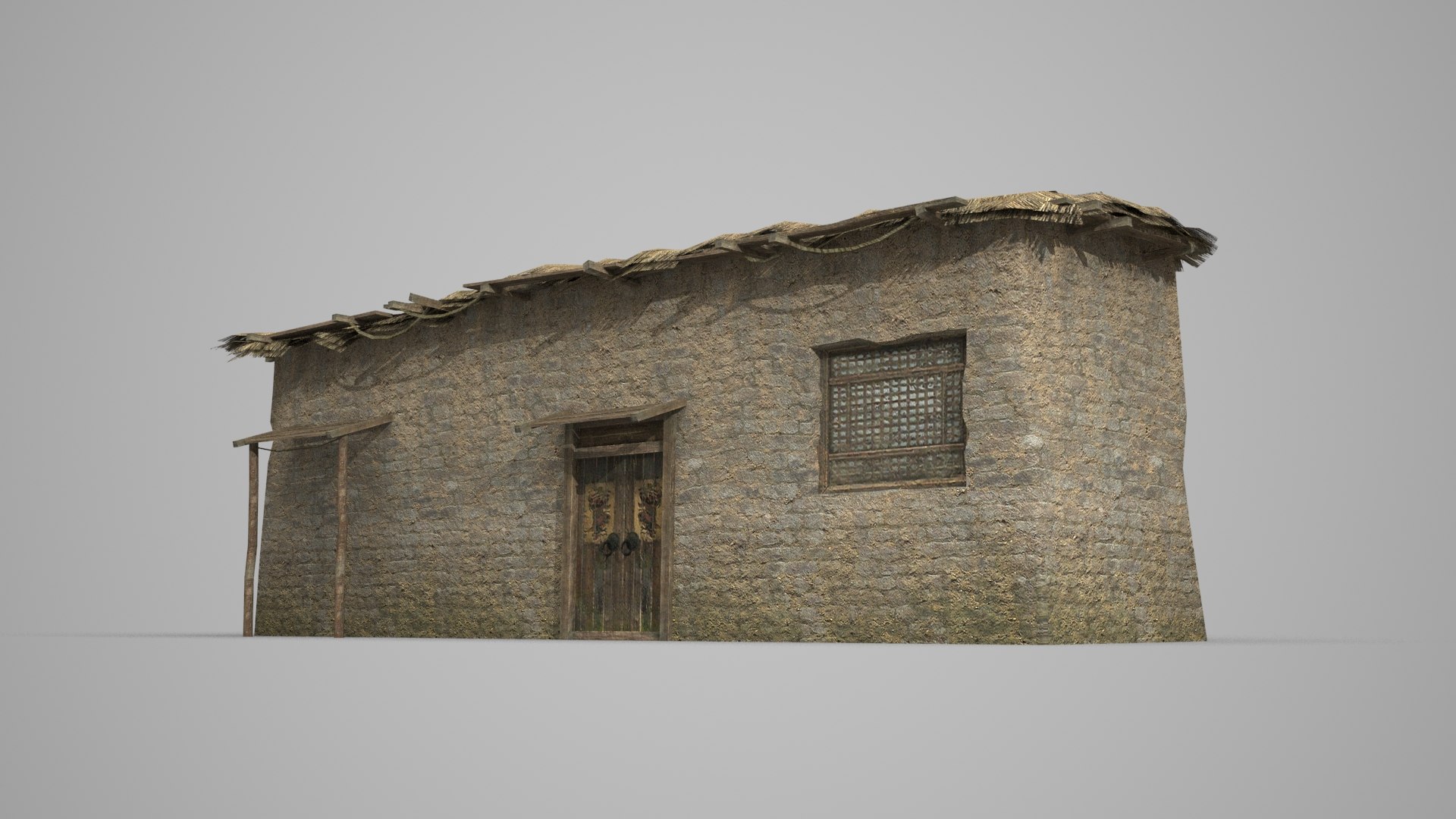 L-shaped thatched hut 3D model - TurboSquid 1692990