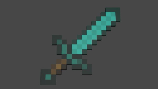 3d model of minecraft sword diamond