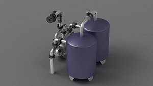 3D steampunk boiler industrial machine mechanism old pipe model