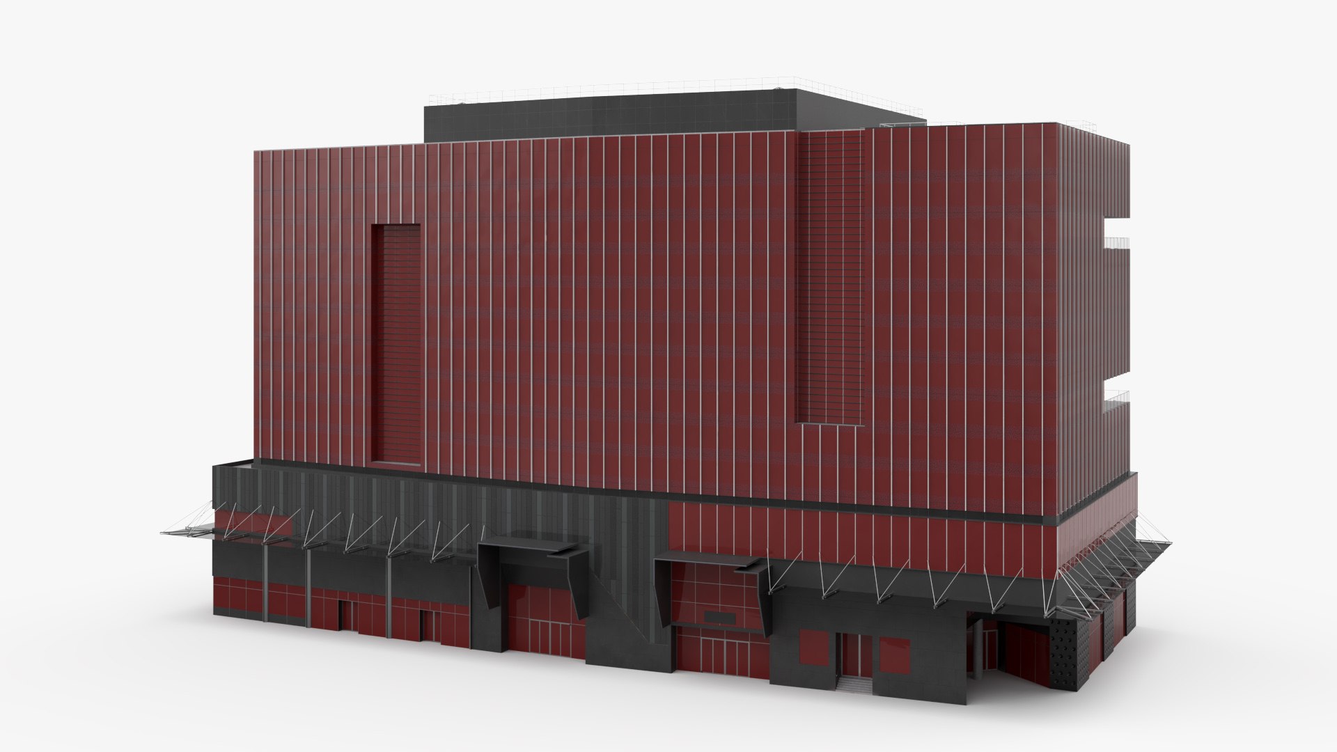 Rectangular Business Center Dark Red 3D model preview