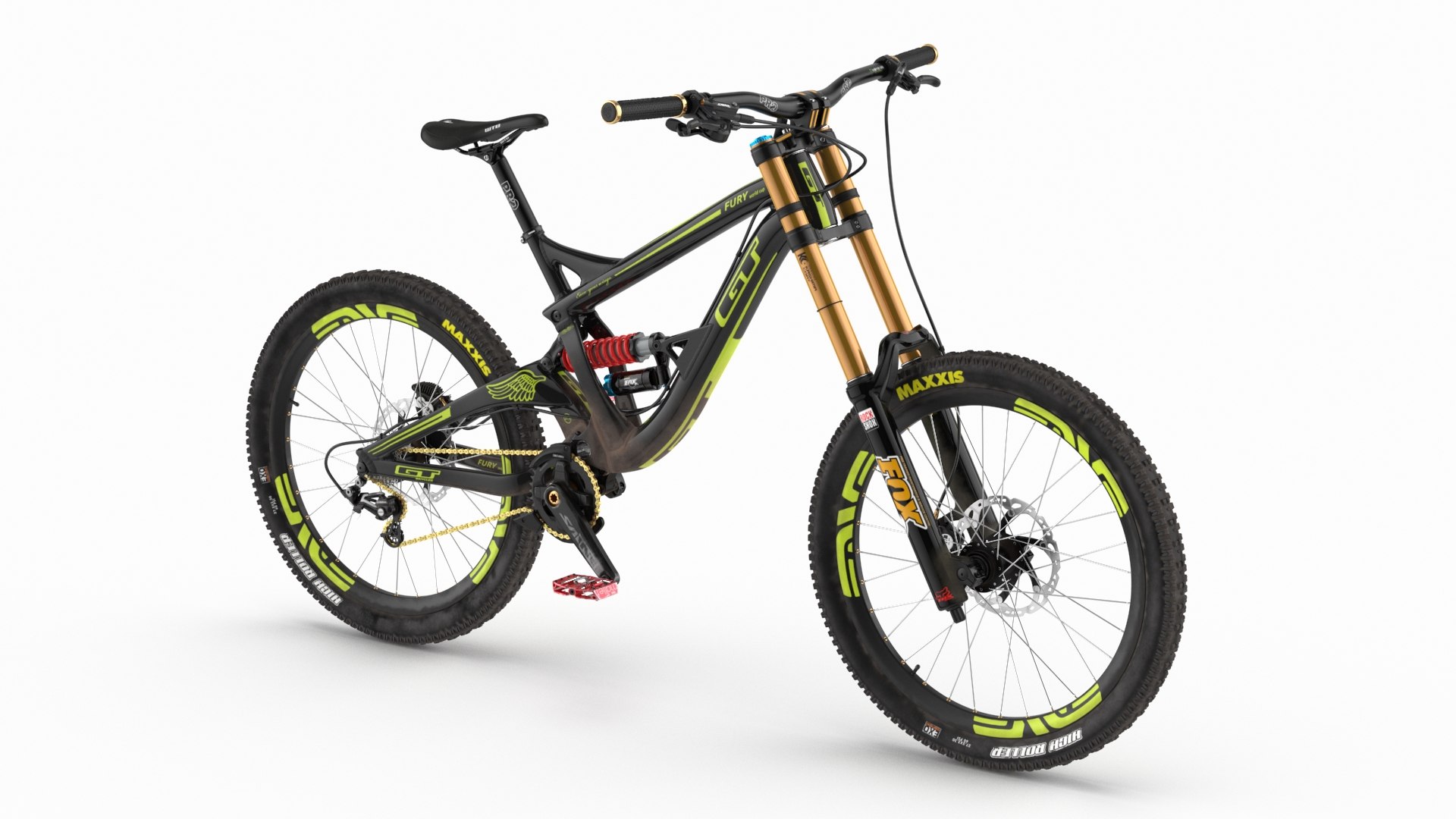 GT Fury Downhill Mountain Bike Rigged 3D Model TurboSquid 2341232