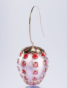 three strawberry-shaped earrings 3D model