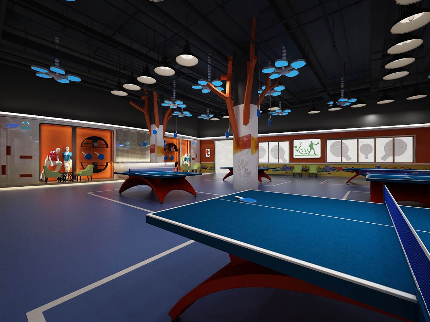 3D Table tennis room table tennis hall table tennis table gym training
