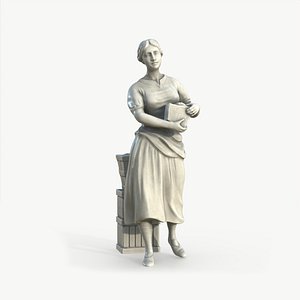 3D Female Peasant Statue