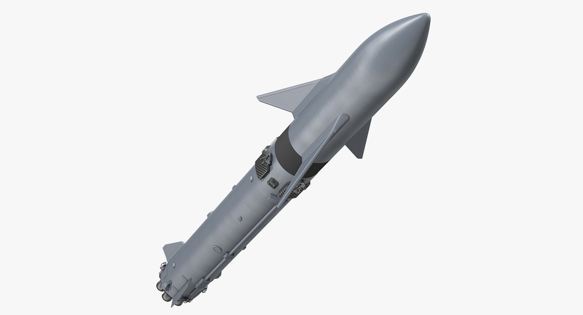 Heavy Starship With Booster 3D model preview