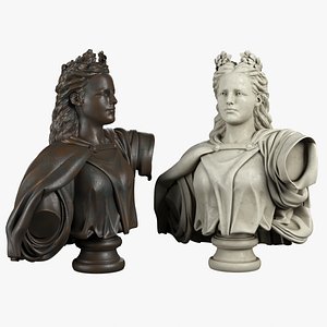 3d model of lady bust neoclassical