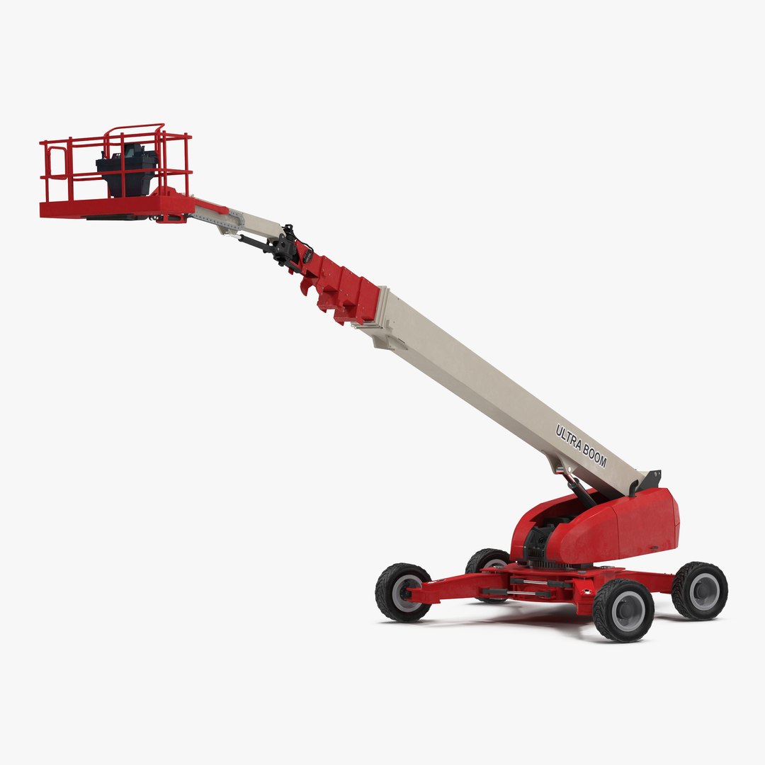 Telescopic Boom Lift Generic 4 Red Rigged 3D model preview