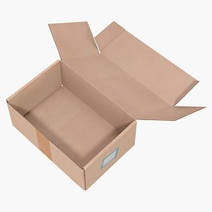 3D Model Photorealistic Cardboard Box & Rope 3D Model - FlatPyramid