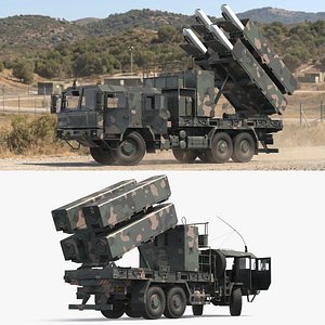 Tactical Anti Ship Missile Truck Camouflage Rigged for Cinema 4D 3D model