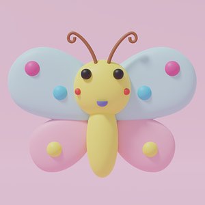 3D model Cartoon Cute Butterfly 2