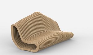 Curved bench parametric 3 3D model 3D