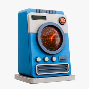 Retro Scifi Radar Device Lowpoly 3D model 3D model