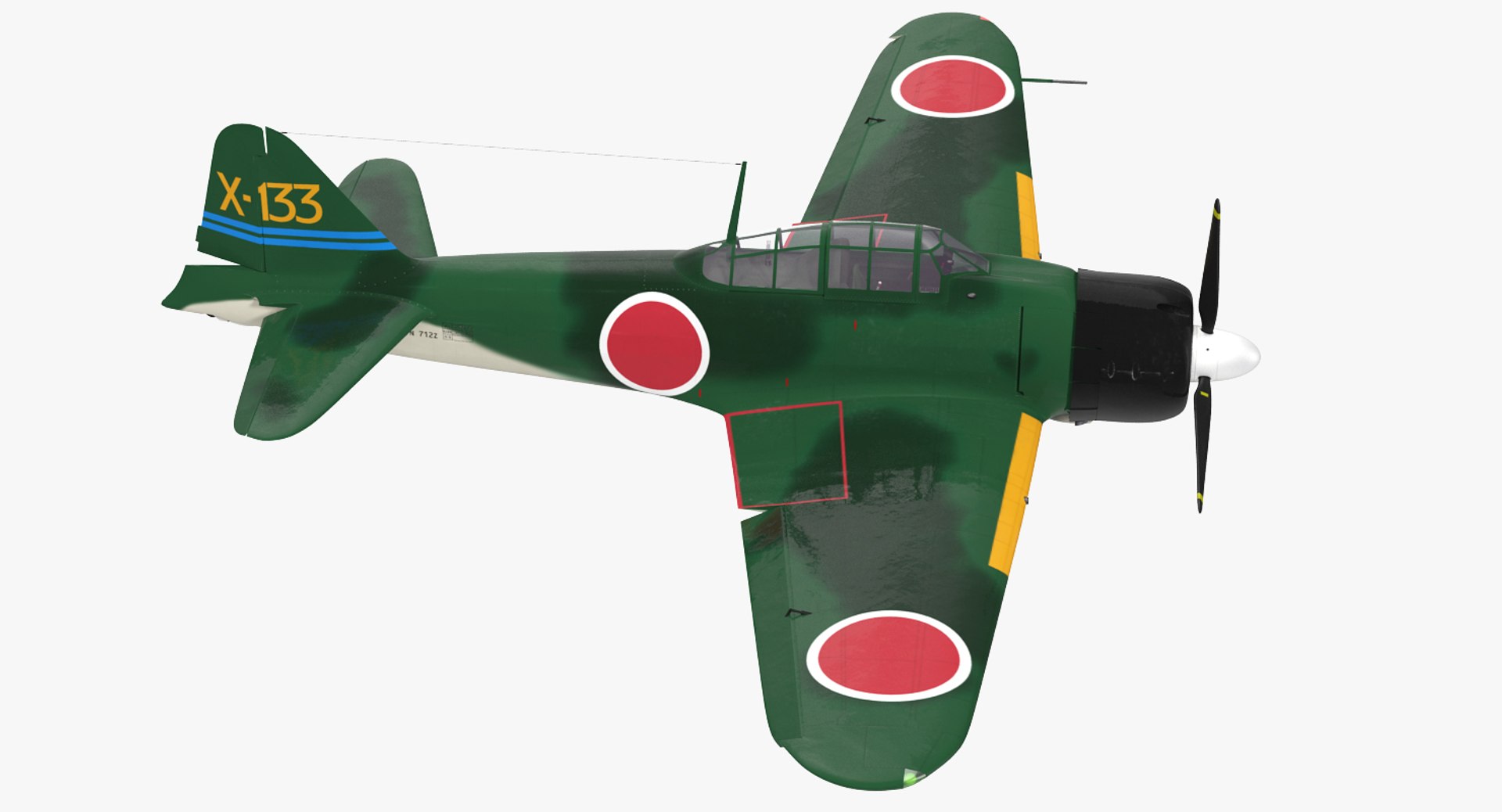 Fighter Aircraft A6M Zero Japanese Navy WWII Rigged 3D model preview