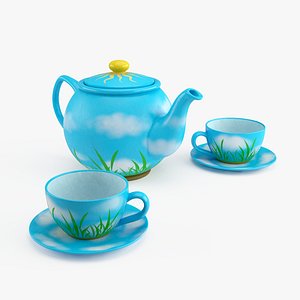 3D model Ceramic Teapot and Cups