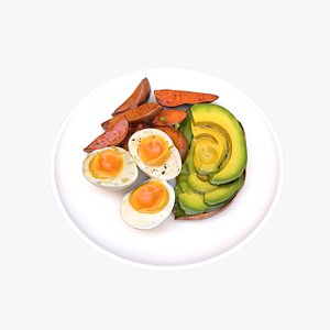 3D Toast Avocado Jammy Egg Fried Potato