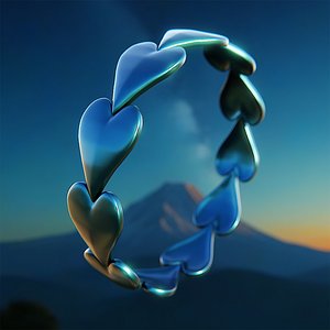 Eternal Hearts Ring - Metallic Love Loop 90 3D model