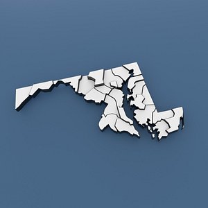 3D Maryland Counties - Map of United States of America USA model