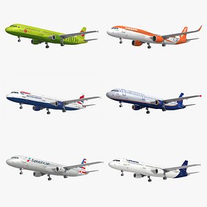 3D model airbus a-321 6 liveries