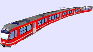 3D rhaetian railway abe 8-12 dual voltage multiple unit train and a panoramic coach