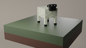 3D model Voxel Low Polly Animal Sheep
