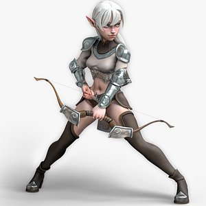 Elf Selena - Low Poly Heroes Fantasy Female - Animation Bow Medieval Girl - 42 model