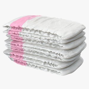 3d model diapers pink