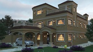 Modern Spanish Style Luxury Villa Exterior With Swimming Pool