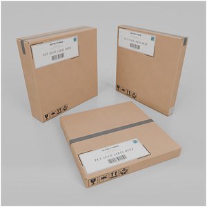 Square Cardboard Box Set - Rigged and Customizable 3D model