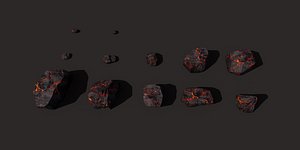 3D model cartoon rock styled lava