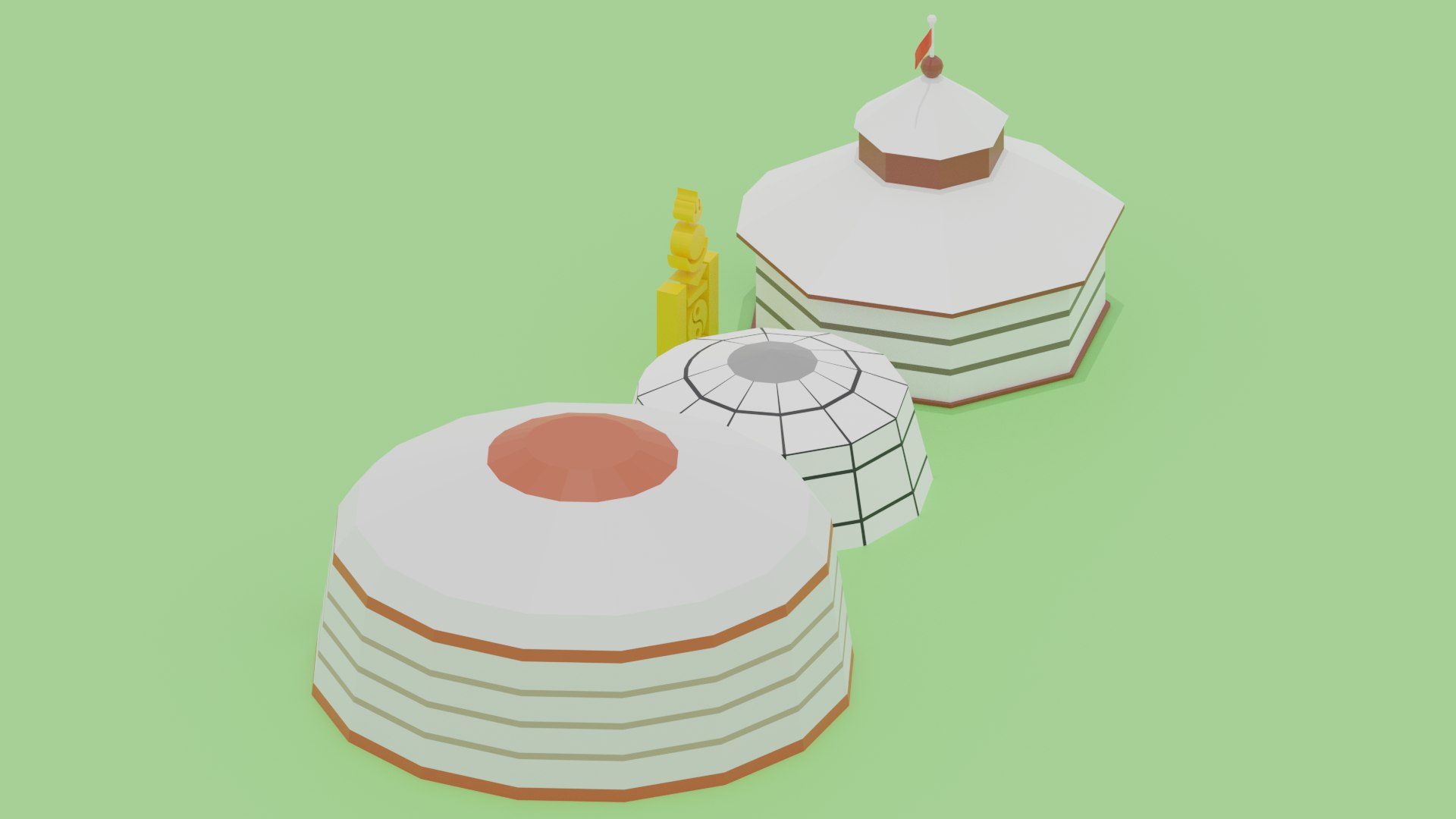 Cartoon Mongolian Yurt Colletcion 3D - TurboSquid 2165071