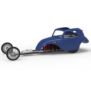 Front engine old school dragster with shell Version 13 Scale 1 to 25 3D