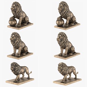 Bronze Lion Statues Bundle Collection