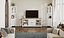 White Tall Storage Cabinet with Glass  Carved Doors  Living Room Display Bookcase