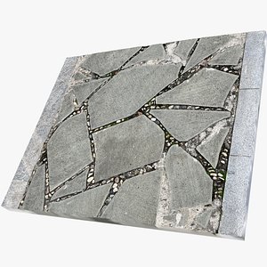 Walkway composed of flat floor tiles and stones 3d scan 3D model