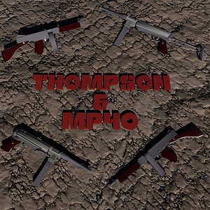 mp40 thompson set submachine gun 3d 3ds