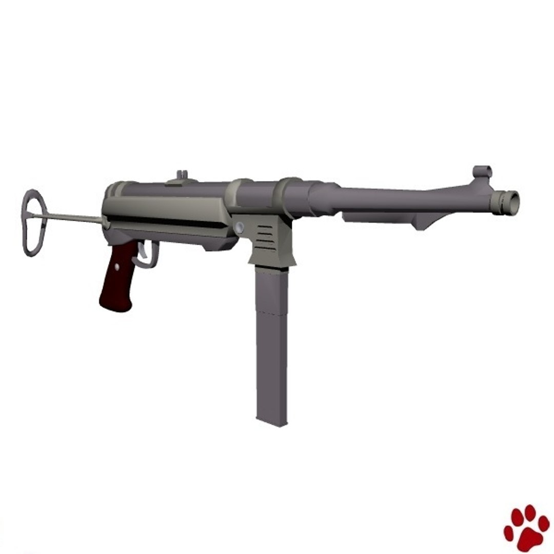 mp40 thompson set submachine gun 3d 3ds