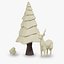 3D LOW POLY DEER AND TREE model