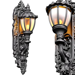 Classic Outdoor Forged Wall Lamp Lantern streetlight Sconce 3D model model
