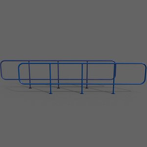 3D PBR Pedestrian Guard Rail Blue V5