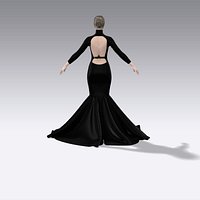 Dress black color fish tail skirt back belt modern look