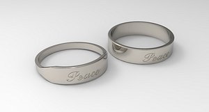 Peace Ring Couple Platinum 3D model
