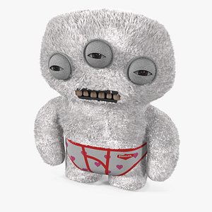 Fuggler Annoyed Plush Alien Toy White Fur for Maya model