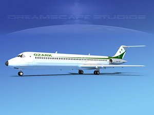 3d model turbines dc-9-50 airlines douglas