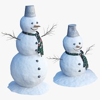2 Snowmen - High Poly PBR 3D Model