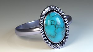 3d model blue opal ring