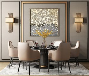 Dining table chair and tableware combination