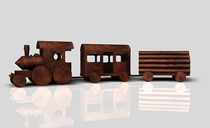 3D wooden toy train