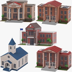 Low Poly Buildings Collection 06 3D model
