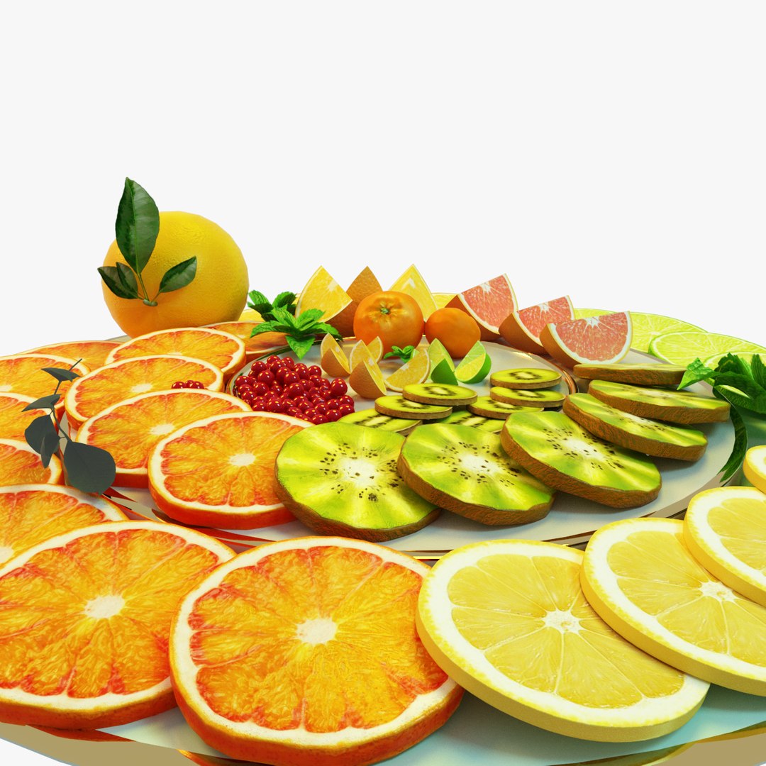 3D Citrus Slice Collection Realistic With Plate - TurboSquid 2219530
